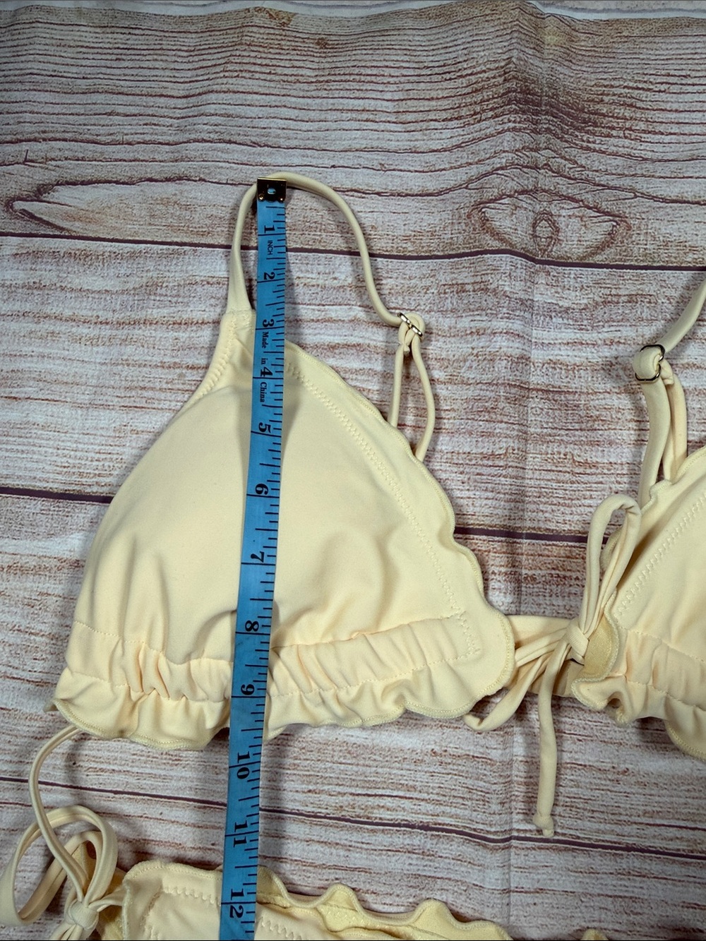 Women's Butter Yellow Ruffle Triangle Bikini‎ Set - Picture 3 of 6